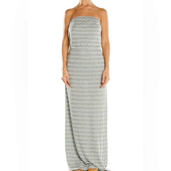 White House Black Market Dresses & Skirts - NWOT White House Black Market Gray Glitter Strapless Stripe Maxi Dress Size S